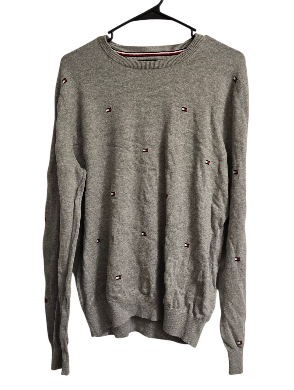 Tommy Hilfiger Coastal Grandma Gray Nautical Crewneck Preppy Sweater L